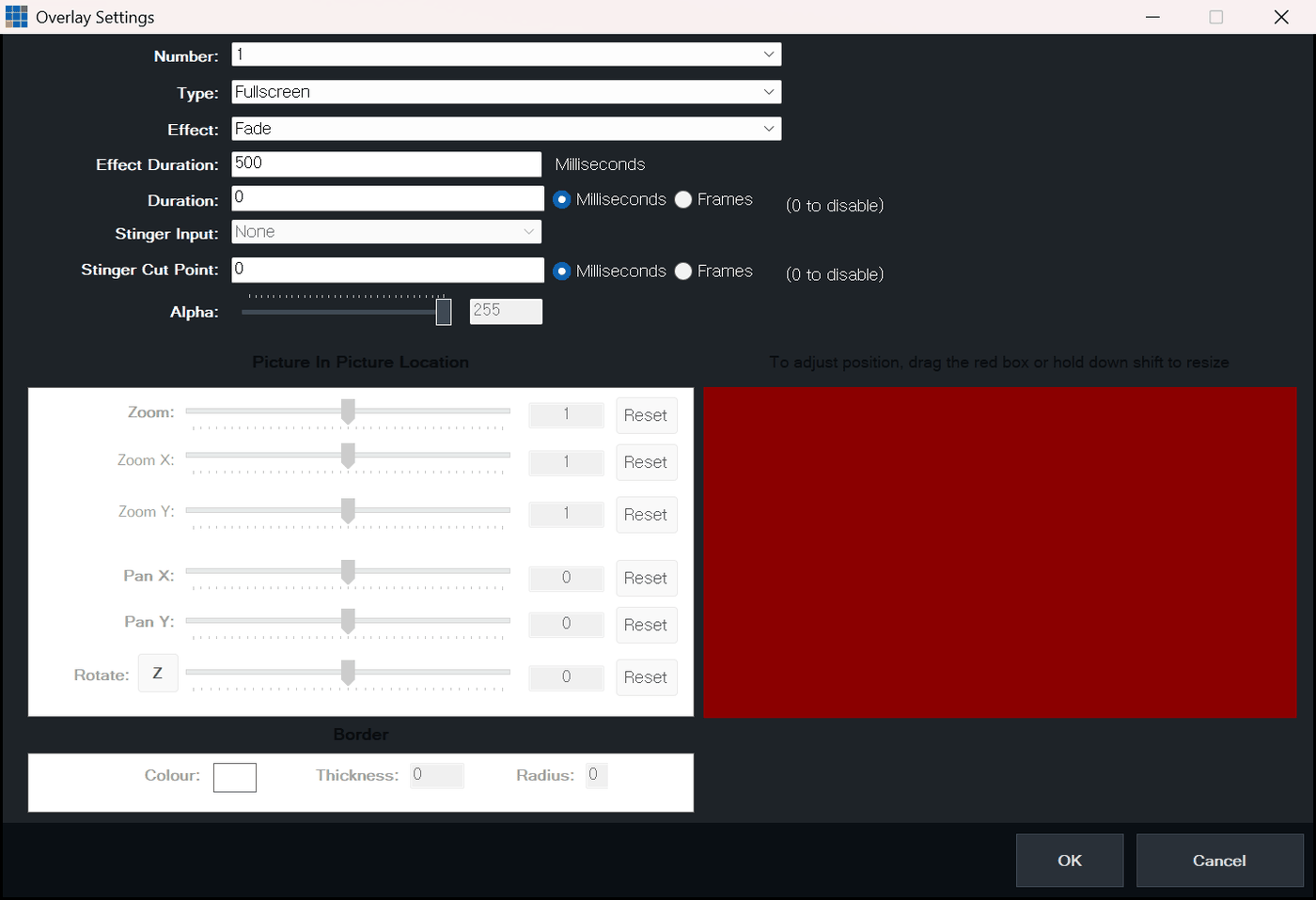 vMix Overlay Settings 창